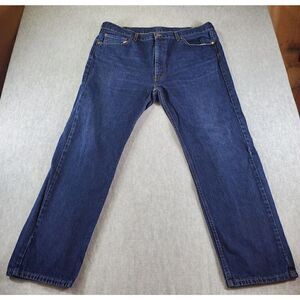 Levis 505 Jeans Mens 42x32 Blue Regular Fit Straight Leg Denim Dark Wash